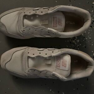 New Balance White and Pink 500 Sneakers